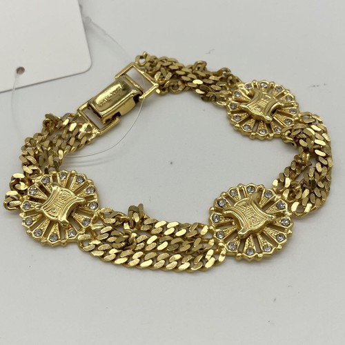 Bracciale Celine Macadam Strass 3 Catene Oro AB Cond Nuovo