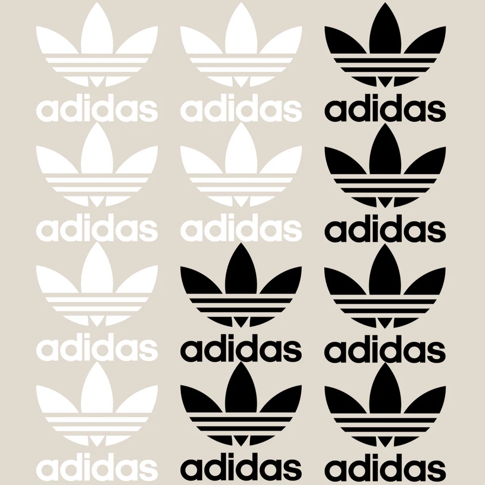 Conjunto de doce Adidas Hecho a Mano Hierro Sobre DTF Transferencias Para Prendas Suaves Camiseta Foto 1 de 1