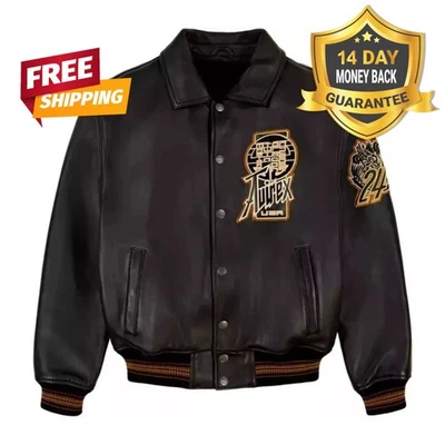 Men Avirex Genuine Bomber Leather Jacket Classic American Flight Leather Jacket - Image 1 of 4