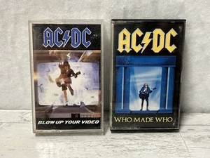 AC/DC Cassette Lot (2) Who Made Blow Up Your Video 80’s Rock Music Tested Works - Picture 1 of 7