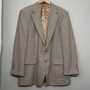Robert Stock Mens 44 L Long Wool Houndstooth Sport Coat Jacket Blazer Academia - Picture 1 of 9
