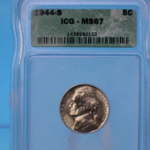 1944-S Silver War Time Jefferson Nickel, GRADED ICG MS-67 - MORE LISTED - Picture 1 of 2