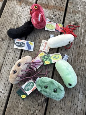 Giant Microbes Plush Toy Lot Of 6 Salmonella, Bad Breath, E. Coli, Flu… - Image 1 of 4