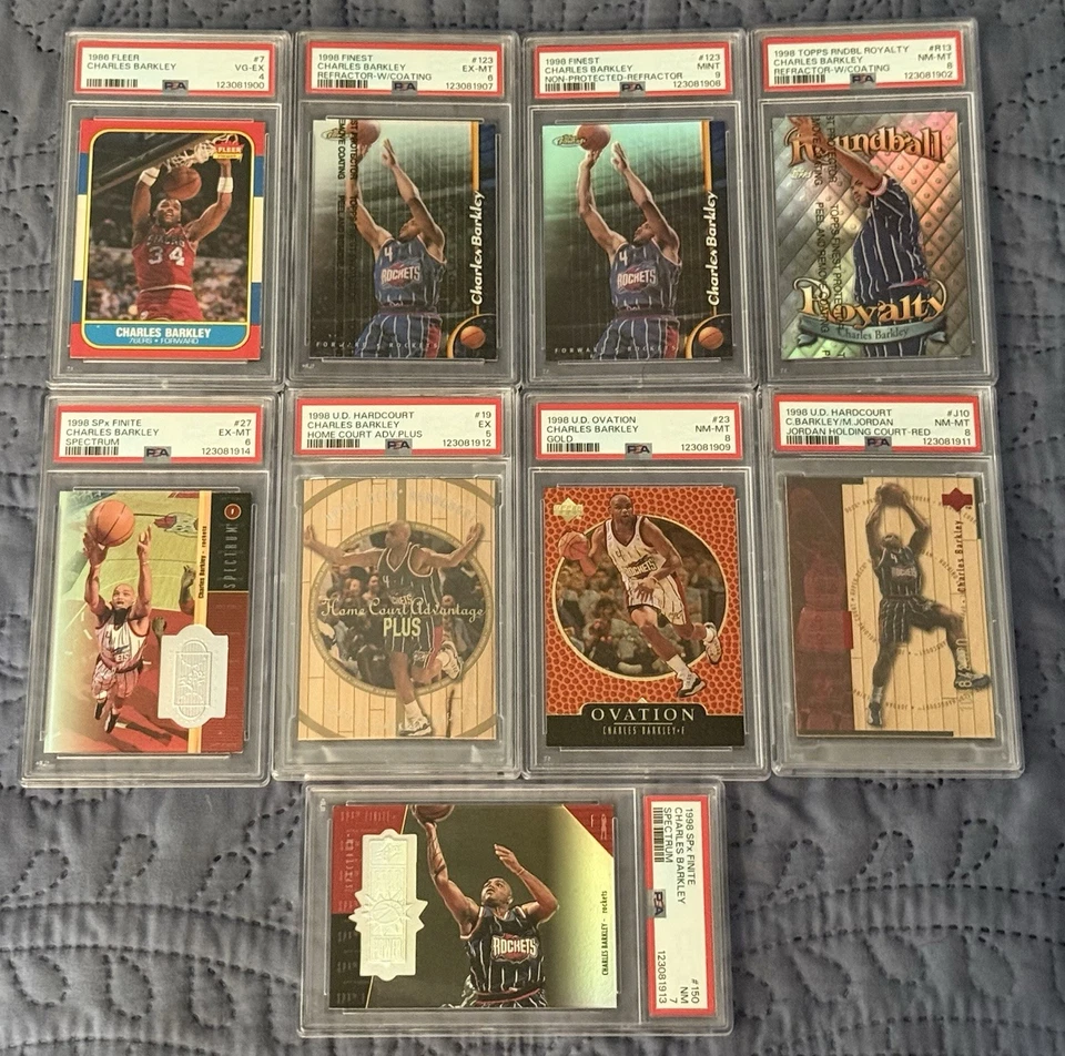 LOTE DE 9 PSA GRADO 4 5 6 7 8 Y 9 CHARLES BARKLEY FLEER FINEST TOPPS SPx FINITO Foto 1 de 1