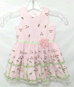 Marmelatta Toddler Girl 2T Dress Sleeveless Gingham Flower Spring Easter  - Picture 1 of 3