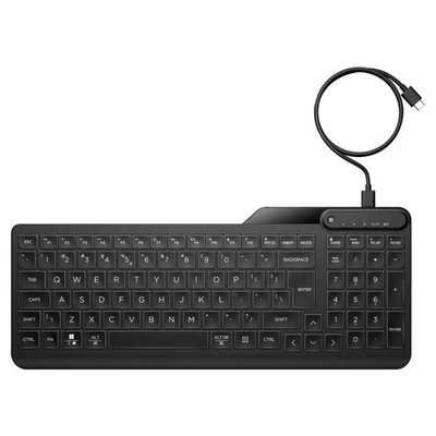 HP 405 Backlit Wired USB Keyboard UK Layout Compact USB-C (Same as 400) 7N7C1AA - Image 1 of 4