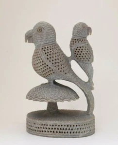 Estatua de loro de 8 pulgadas estatuilla tallada a mano piedra de jabón pieza de exhibición pájaros estatua - Imagen 1 de 5