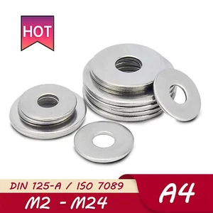316 Stainless Steel Flat Washers Metric M2 M3 M4 M5 M6 M8 M10 M12 M14 M16 - M24 - Picture 1 of 6
