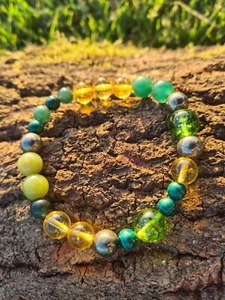 Malachit, Citrin, Jade, Pyrit, Peridot und grünes Aventurin Heilarmband - Bild 1 von 8