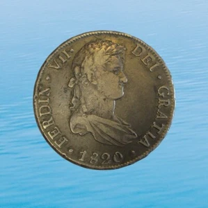 SPANISH BOLIVIA 8 REALES 1820 PTS PJ FERDINAND VII SILVER KM 84 #7785# - Picture 1 of 2