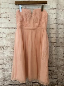 J Crew Dress Womens 10 Silk Chiffon Pale Pink Flowy Evening Strapless Zip Lined - Picture 1 of 14