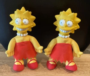Set Of 2 1990 Burger King Lisa Simpson 8” Plush Toy Doll Meet the Simpsons - Picture 1 of 2