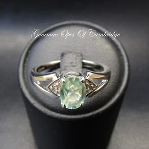 9k 9ct Gold Ring White Gold Phrenite & Topaz Size N 3.1g Hallmarked - Picture 1 of 10