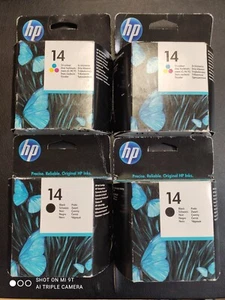 Lot 4 Cartouches d'encre HP 14 / C5010DE et C5011DE / noir et couleur / NEUF - Photo 1/2