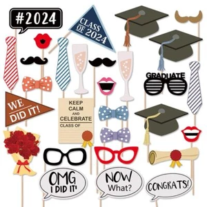 Brown Grey Graduation Photo Booth Props Set - Pack of 29 Graduation Picture P... - Picture 1 of 1