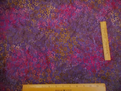 Tela Batik 1 Yarda Rosa Verde Floral Sobre Púrpura Algodón Premium De Colección #J42 Foto 1 de 2