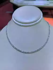 16.00 Ct Round Cut Lab Created Diamond Tennis Necklace In 14k White Gold Finish - Picture 1 of 5