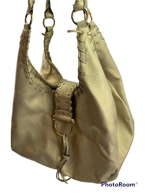 Apt 9 Mujer Hobo Imitación Metálica Oro Guijarro Cuero ☼ Punto Látigo Ribete Bolso 10x12 Foto 1 de 4