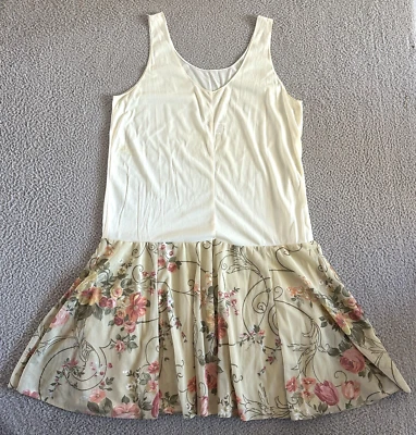 Vestido slip vintage anos 70 tamanho 18W lingerie transparente floral camada creme marfim rosa - Imagem 1 de 4
