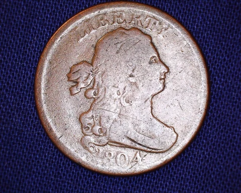 1804 Draped Bust Half Cent Plain 4 Stemless Low Mintage  #S149 Cover