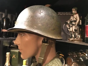 CASCO ORIGINAL DE LA SEGUNDA GUERRA MUNDIAL EJÉRCITO DE ESTADOS UNIDOS COSTURA FRONTAL M1 - Imagen 1 de 14