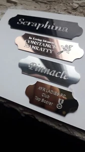 Memorial Trophy Plates Plaques SCALLOPED Bench UNLIMITED FREE ENGRAVING - Picture 1 of 12
