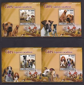 Sao Tome and Principe 2008 Dogs Hunting 4 S/Sheets Deluxe Edition MNH - Picture 1 of 1