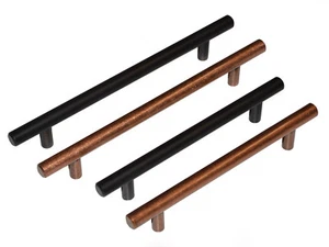 Manijas antiguas de barra de tracción efecto cobre y bronce frotado 128 mm 160 mm CC - Imagen 1 de 7
