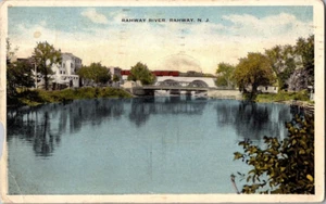 Rahway River Bridge in Rahway New Jersey Vintage 1917 Postcard - Picture 1 of 2