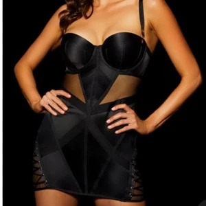 Honey birdette dress Black lace up corset dress - Size 12dd “Black Jerry dress” - Picture 1 of 6
