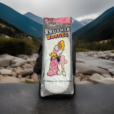 NOS DE COLECCIÓN Calcetines Botines Cepillados Acrílico Para Mujer Años 70 Blanco NOS Nylon 9-11 Años 80 Foto 1 de 4