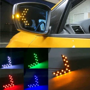2x 14SMD LED Arrow Panel Car Rear View Mirror Indicator Turn Signal Light DC 12V - Picture 1 of 20