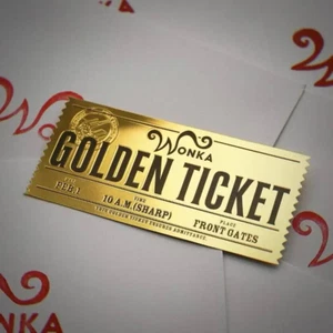 Wonka Charlie Chocolate Golden Ticket Anime Gold Voucher Brooch Pin Badges Metal - Picture 1 of 14