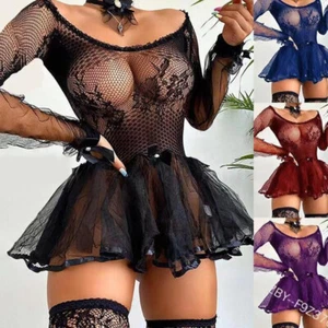 Camicia da notte donna sexy pizzo lingerie babydoll donna trasparente da notte - Foto 1 di 16