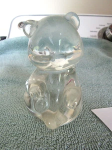 Vintage Fenton Clear Opalescent Teddy Bear, 3 3/4" tall - Picture 1 of 5