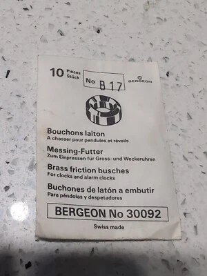 Bergeon 30092 NO B17 - Brass Clock Bushes B17 1.75mm x 1.50mm x 3.50mm.