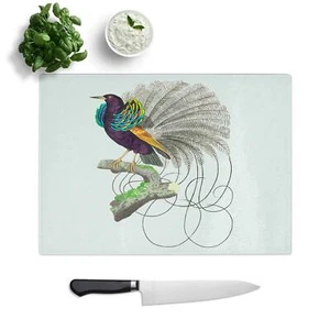 Vaillantian Paradies-Vogel Schneidebrett Glas Struktur Schneiden Arbeitsplatte Küche - Bild 1 von 6
