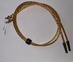 STAMPEDE STRING ~ LEATHERETTE ~ COTTER PINS - MADE IN USA - GOLD W/ BROWN SLIDE - Picture 1 of 9