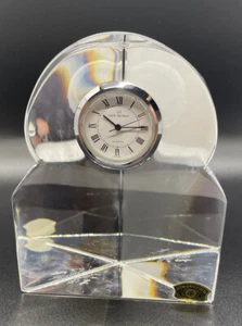 VAL ST. LAMBERT KRISTALL BLOCK SCHREIBTISCHUHR, MADE IN BELGIUM Uhr braucht Batterie - Bild 1 von 7