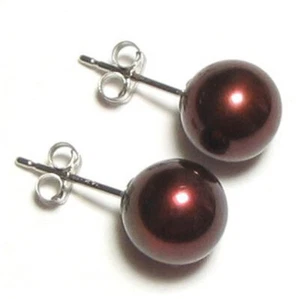 Aretes de perlas de chocolate cultivadas AAA de 8,5-9 mm en oro amarillo o blanco de 14 K - Imagen 1 de 4