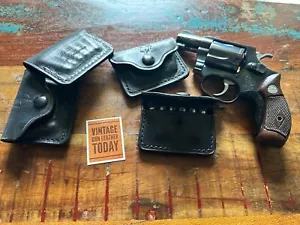Ken Null Black Horesehide Leather .38 .357 Cartridge Carrier w/ SEVENTREES Stamp - Picture 1 of 6
