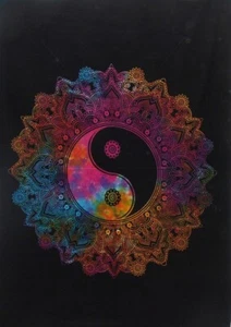 Indian Tapestry Multicolor Yin Yang Wall Hanging Tie-Dye Home Decorative Poster - Picture 1 of 3