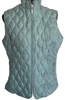 Chaleco Eddie Bauer Mujer Talla L Espuma de Mar Azul Floral Bordado Premium Plumón de Ganso Foto 1 de 4