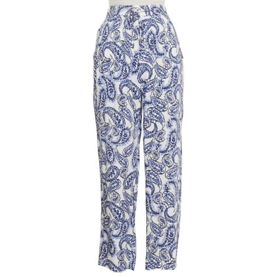 RALPH LAUREN White Blue Paisley Twill Drawstring Skinny Pants 8 - Image 1 of 4