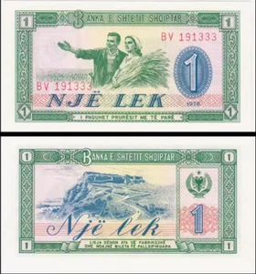 1976 Albania 1 lek BANKNOTE UNC - Picture 1 of 1