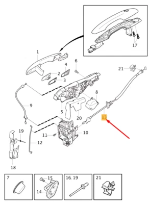 Câble de verrouillage de porte avant neuf VOLVO XC60 MK2 31484040 d'origine - Photo 1/4