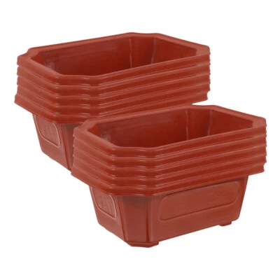 10 Pcs Rectangular Bonsai Flower Pots Plastic Vintage Style for Office Plants - Image 1 of 4