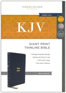 GIANT PRINT KJV Reference Bible: Leathersoft, Red Letter [Black Vintage Look] - Picture 1 of 12
