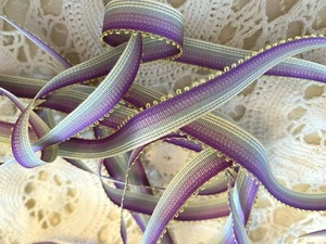 picot edge embroidery 3/8" flower trim  ribbon ombre 1yd made in France - Picture 1 of 8