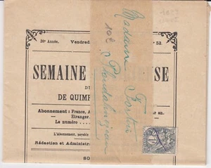FRANCE : 1923 LA SEMAINE RELIGIEUSE DE QUIMPER NON OUVERTE AVEC BLANC 1c N° 107 - Picture 1 of 2